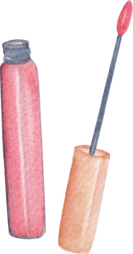Hand drawn watercolor lipgloss cosmetic clipart
